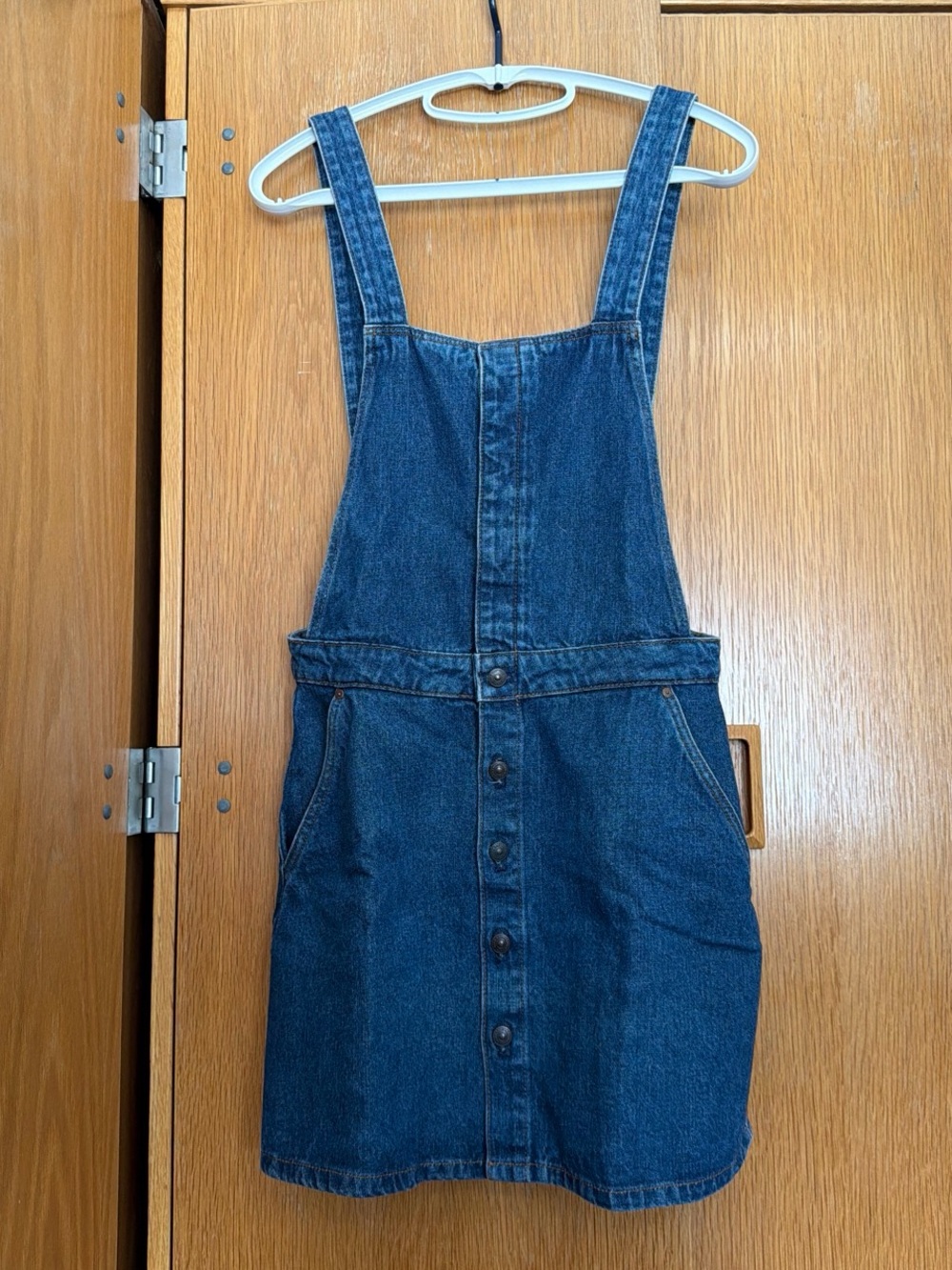 Zara Denim Button-Front Pinafore Dress
